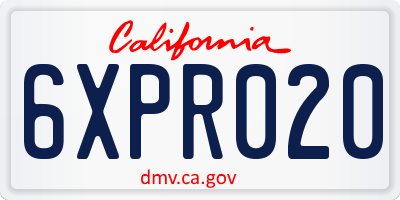 CA license plate 6XPR020