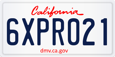 CA license plate 6XPR021