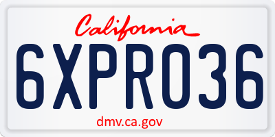 CA license plate 6XPR036