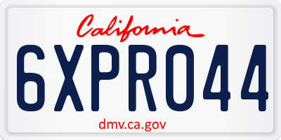 CA license plate 6XPR044