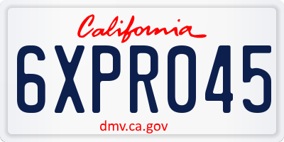 CA license plate 6XPR045