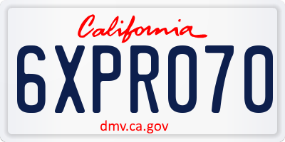 CA license plate 6XPR070