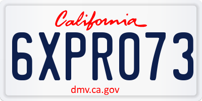 CA license plate 6XPR073