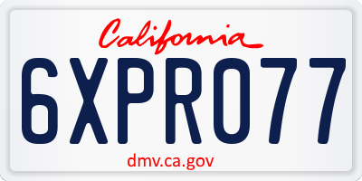CA license plate 6XPR077