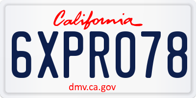 CA license plate 6XPR078