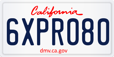 CA license plate 6XPR080