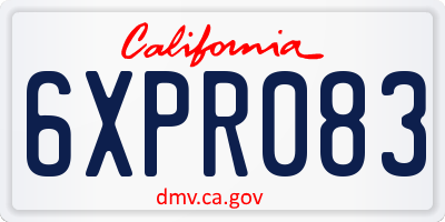 CA license plate 6XPR083
