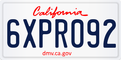 CA license plate 6XPR092