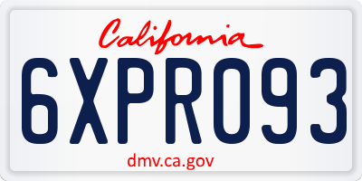 CA license plate 6XPR093