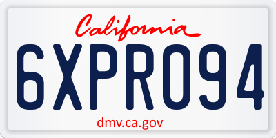CA license plate 6XPR094