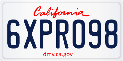CA license plate 6XPR098