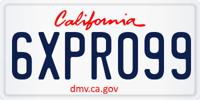 CA license plate 6XPR099