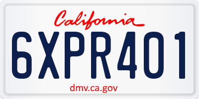 CA license plate 6XPR401