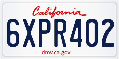 CA license plate 6XPR402