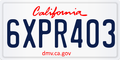 CA license plate 6XPR403