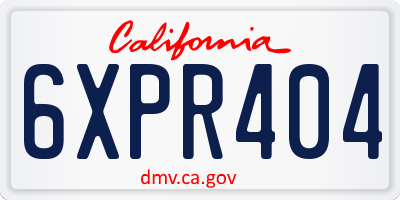 CA license plate 6XPR404