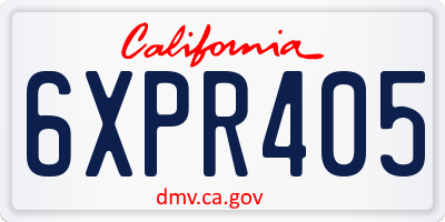 CA license plate 6XPR405