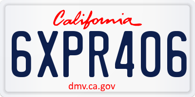 CA license plate 6XPR406