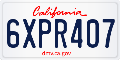 CA license plate 6XPR407