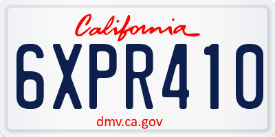 CA license plate 6XPR410