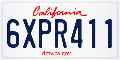 CA license plate 6XPR411