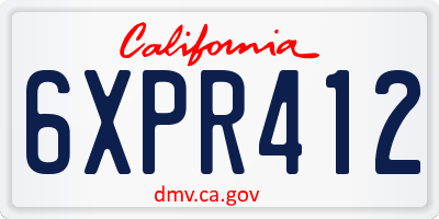 CA license plate 6XPR412