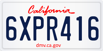 CA license plate 6XPR416