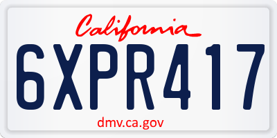 CA license plate 6XPR417
