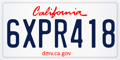CA license plate 6XPR418