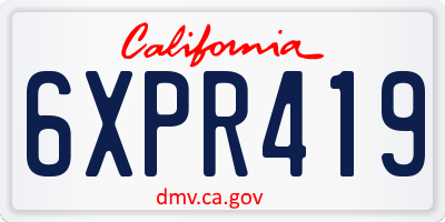 CA license plate 6XPR419