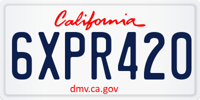 CA license plate 6XPR420