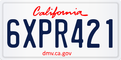 CA license plate 6XPR421