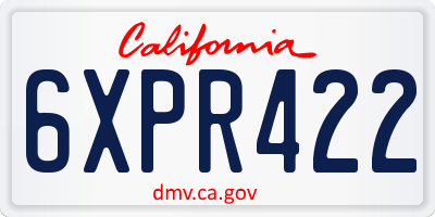 CA license plate 6XPR422