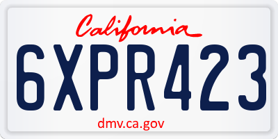 CA license plate 6XPR423
