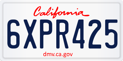 CA license plate 6XPR425