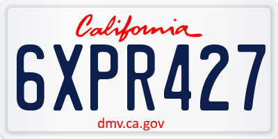 CA license plate 6XPR427