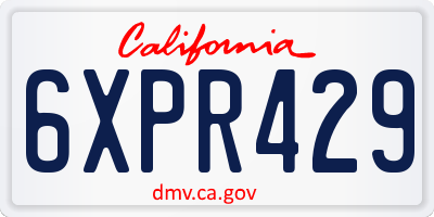 CA license plate 6XPR429
