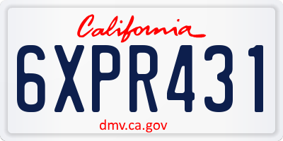 CA license plate 6XPR431