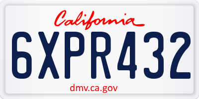 CA license plate 6XPR432