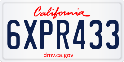 CA license plate 6XPR433
