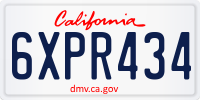 CA license plate 6XPR434