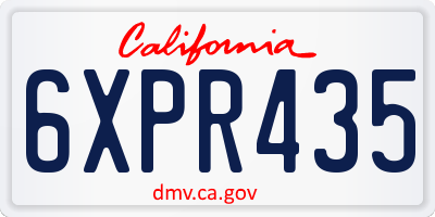 CA license plate 6XPR435