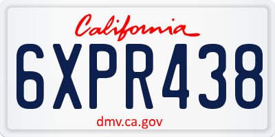 CA license plate 6XPR438