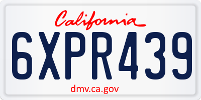 CA license plate 6XPR439