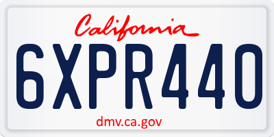 CA license plate 6XPR440
