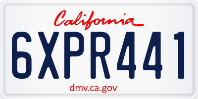 CA license plate 6XPR441