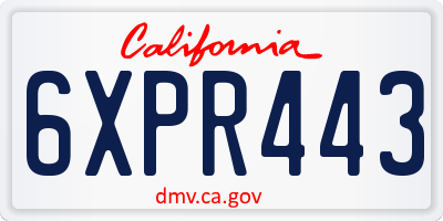 CA license plate 6XPR443