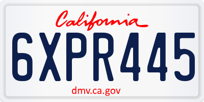 CA license plate 6XPR445