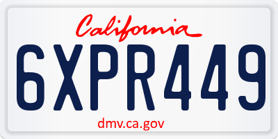 CA license plate 6XPR449