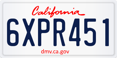 CA license plate 6XPR451